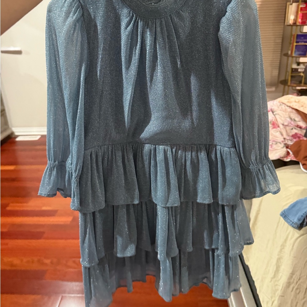 Janie and Jack Shimmering Blue Layered Dress